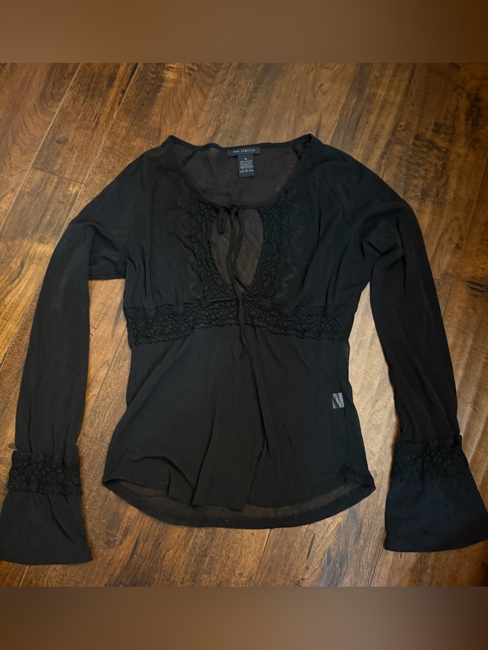 Vintage The Limited Women’s Top M Black Lace Mesh Sheer Grunge 90s Y2k